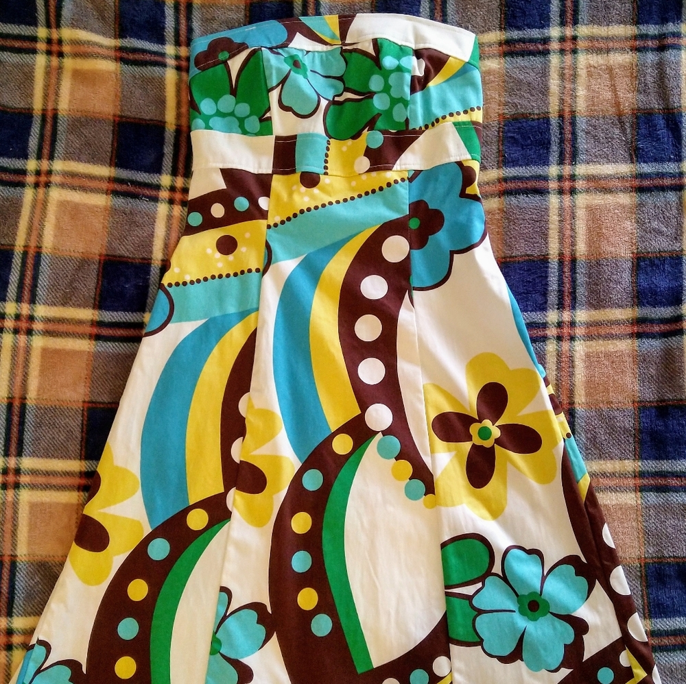 Fun Strapless Cotton Dress Flattering A-line